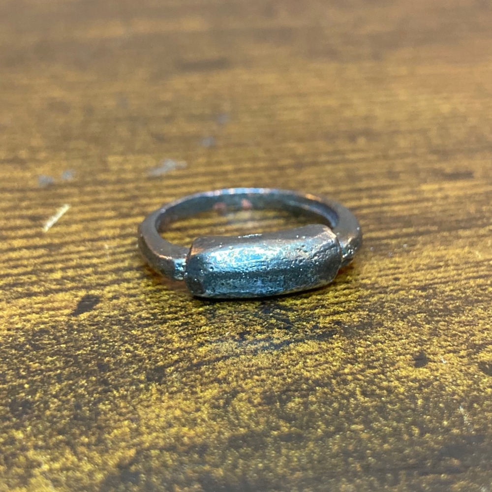Brutalist Handcrafted Modernist Bar Ring Silver Tone Textured Artisan Size 6.5
